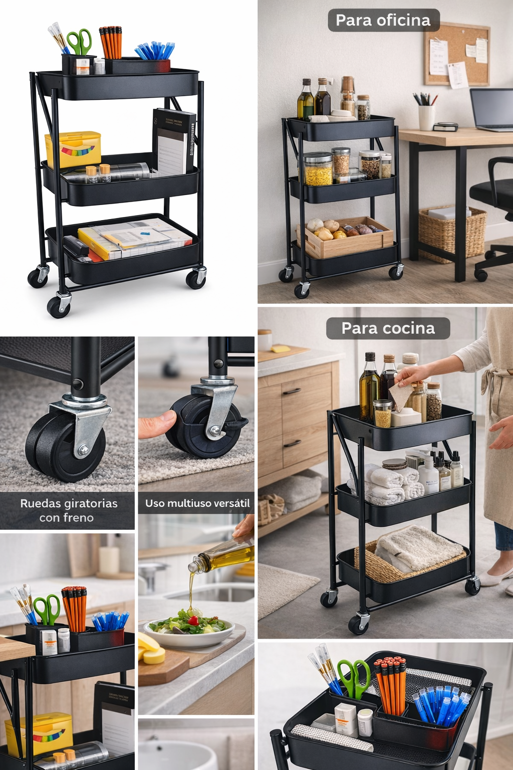 Estante Carrito Organizador MutiusoNegro